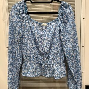 Floral Blue Women's Top